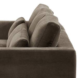 Ecksofa Aniaro Cordstoff Poppy: Braun - Longchair davorstehend links - Aluminium