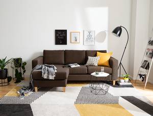 Ecksofa MAISON 2-Sitzer mit Longchair Webstoff - Webstoff Inas: Braun - Longchair davorstehend links