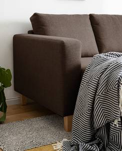 Ecksofa MAISON 2-Sitzer mit Longchair Webstoff - Webstoff Inas: Braun - Longchair davorstehend links