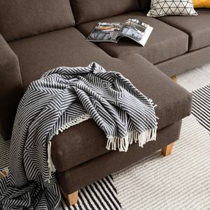 Ecksofa MAISON 2-Sitzer mit Longchair Webstoff - Webstoff Inas: Braun - Longchair davorstehend links