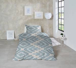 Satin-Bettwäsche Boho Baumwolle - Blau / Beige - 155 x 220 cm