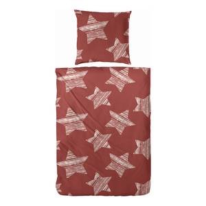 Parure de lit en flanelle Stars Coton - Blanc / Rouge