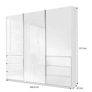 Schwebetürenschrank Malibu Glastür Weiß - 246 x 217 cm