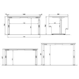 Höhenverstellbarer Schreibtisch Downey Graphit / Weiß - Breite: 140 cm