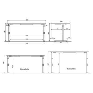 In hoogte verstelbaar bureau Downey Kasjmier/Zwart - Breedte: 160 cm