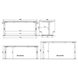 Höhenverstellbarer Schreibtisch Downey Weiß / Schwarz - Breite: 180 cm