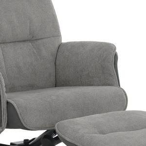 Relaxfauteuil Acous met hocker kunstleer/microvezel - grijs/zwart