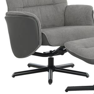 Relaxfauteuil Acous met hocker kunstleer/microvezel - grijs/zwart