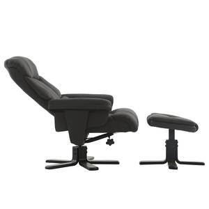 Relaxsessel Agnus mit Hocker Microfaser / Gummibaum massiv - Anthrazit / Schwarz