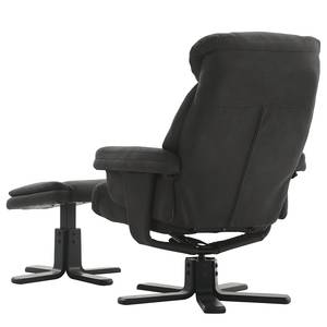 Relaxsessel Agnus mit Hocker Microfaser / Gummibaum massiv - Anthrazit / Schwarz