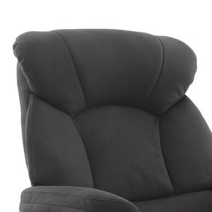 Relaxfauteuil Agnus met hocker microvezel/massief rubberboomhout - antracietkleurig/zwart