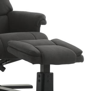 Relaxfauteuil Agnus met hocker microvezel/massief rubberboomhout - antracietkleurig/zwart