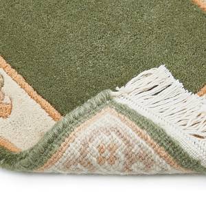 Vloerkleed Delia wol - Groen/beige - 40 x 60 cm