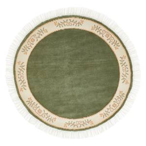 Vloerkleed Delia rond wol - Groen/beige