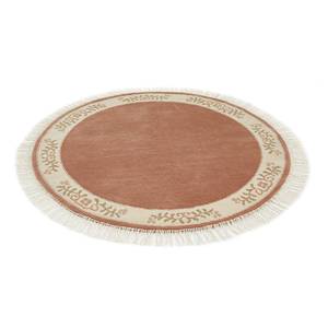 Vloerkleed Delia rond wol - Beige/roze