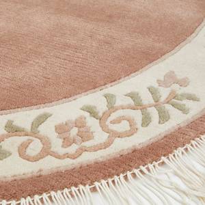 Teppich Delia rund Wolle - Beige / Rosa