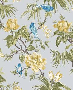 Vliesbehang Birds & Bloom Blauw