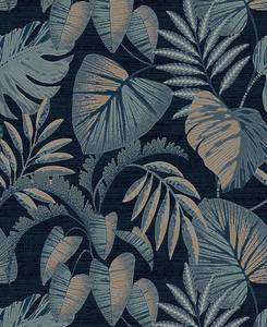 Vliestapete Jungle Leaves Blau