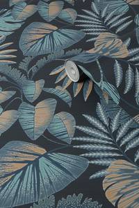 Vliestapete Jungle Leaves Blau