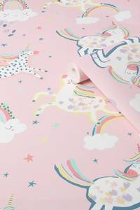 Vliesbehang Party Unicorn vlies - roze