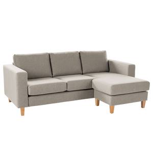 Ecksofa MAISON 2-Sitzer mit Longchair Webstoff Inas: Cappuccino - Longchair davorstehend rechts