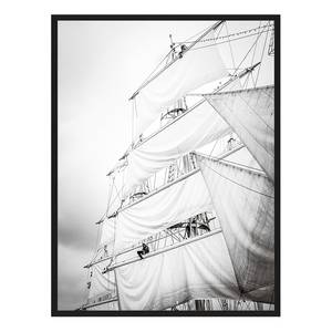 Afbeelding Sailing Black & White massief beukenhout/acrylglas - zwart - 63 x 83 cm