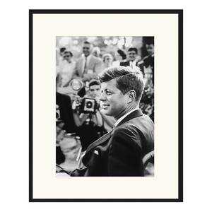 Afbeelding John F. Kennedy massief beukenhout/acrylglas - zwart - 63 x 83 cm