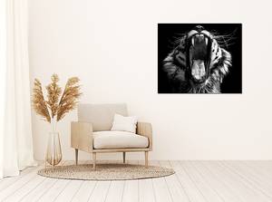 Metalen afbeelding Black & White Tiger aluminium - grijs - 50 x 60 cm