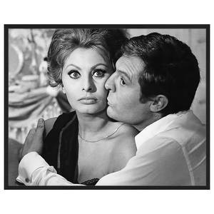 Afbeelding Sophia Loren & Mastroianni massief beukenhout/acrylglas - zwart - 42 x 52 cm
