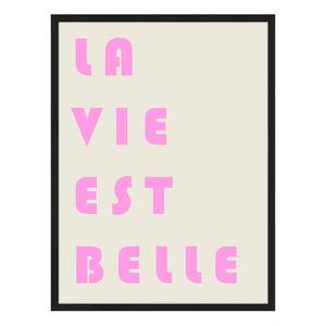 Afbeelding La Vie Est Belle Pink massief beukenhout/acrylglas - zwart - 32 x 42 cm