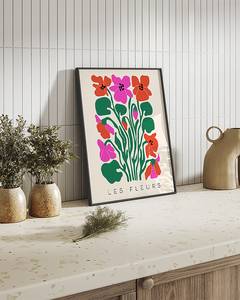 Afbeelding Les Fleurs I Love massief beukenhout/acrylglas - zwart - 42 x 52 cm