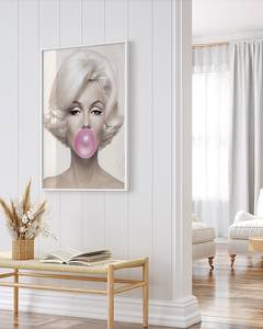 Tableau déco Marilyn Bubble Gum Hêtre massif / Plexiglas - Blanc - 73 x 93 cm