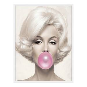 Tableau déco Marilyn Bubble Gum Hêtre massif / Plexiglas - Blanc - 63 x 83 cm