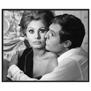 Quadro Sophia Loren Marcello Mastroianni Faggio massello / Vetro acrilico - Nero - 52 x 62 cm