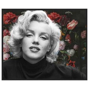 Quadro Marilyn Monroe with Flowers Faggio massello / Vetro acrilico - Nero - 52 x 62 cm