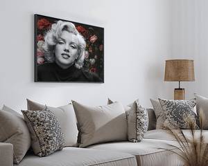 Quadro Marilyn Monroe with Flowers Faggio massello / Vetro acrilico - Nero - 52 x 62 cm
