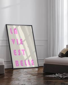 Bild La Vie Est Belle Pink Buche Massiv / Acrylglas - Schwarz - 73 x 93 cm