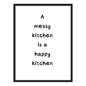 Quadro Happy Kitchen Faggio massello / Vetro acrilico - Nero - 32 x 42 cm