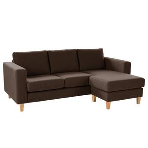 Ecksofa MAISON 2-Sitzer mit Longchair Webstoff - Webstoff Inas: Braun - Longchair davorstehend rechts