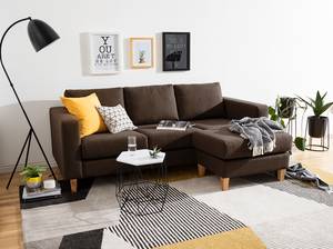 Ecksofa MAISON 2-Sitzer mit Longchair Webstoff - Webstoff Inas: Braun - Longchair davorstehend rechts