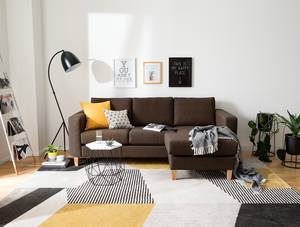 Ecksofa MAISON 2-Sitzer mit Longchair Webstoff - Webstoff Inas: Braun - Longchair davorstehend rechts