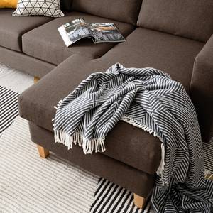 Ecksofa MAISON 2-Sitzer mit Longchair Webstoff - Webstoff Inas: Braun - Longchair davorstehend rechts