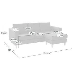 Hoekbank MAISON 2-zits + longchair fluweel - Geweven stof Inas: Bruin - Longchair vooraanzicht rechts