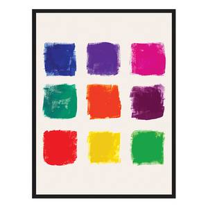 Afbeelding Grunge Colorful Squares massief beukenhout/acrylglas - zwart - 73 x 93 cm