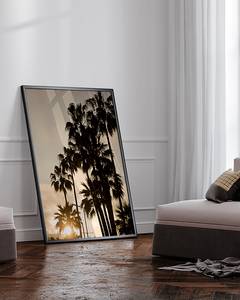 Quadro Palms Sunset Faggio massello / Vetro acrilico - Nero - 73 x 93 cm