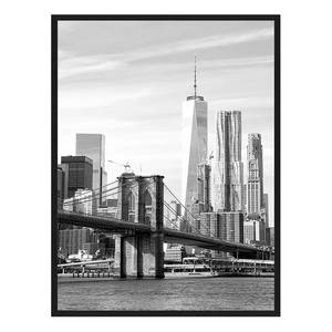 Tableau déco Brooklyn Bridge Hêtre massif / Plexiglas - Noir - 73 x 93 cm