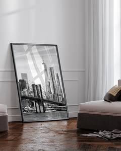 Tableau déco Brooklyn Bridge Hêtre massif / Plexiglas - Noir - 73 x 93 cm