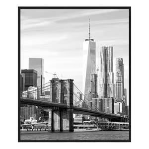 Tableau déco Brooklyn Bridge Hêtre massif / Plexiglas - Noir - 52 x 62 cm