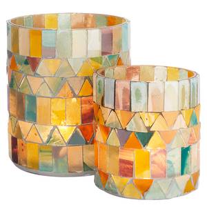 Teelichthalter IKAT Mosaik Glas - Höhe: 10 cm