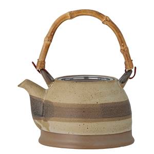 Theepot Solange keramiek/massief bamboehout - beige/bruin